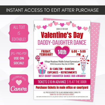 Valentine's Day daddy daughter dance invitation